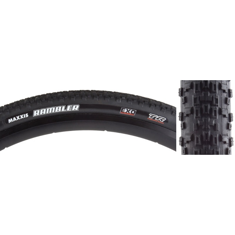 Maxxis Rambler Tire – 700 x 50 Tubeless Folding Black/Tan Dual EXO