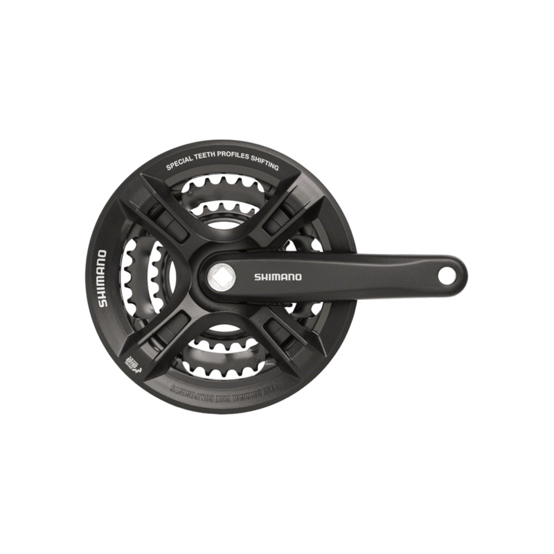 Shimano Altus FC-M311 Crankset – 170mm, 7/8-Speed, 48/38/28t, Riveted, Square Taper JIS Spindle Interface, Black