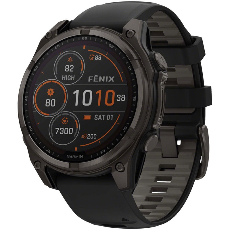 Garmin fenix 8 Smartwatch – 47mm Solar Sapphire Carbon Gray DLC Titanium BLK/Pebble Gray Silicone