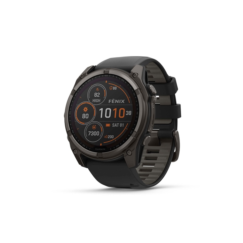 Garmin fenix 8 Smartwatch – 51mm Solar Sapphire Carbon Gray DLC Titanium BLK/Pebble Gray Silicone