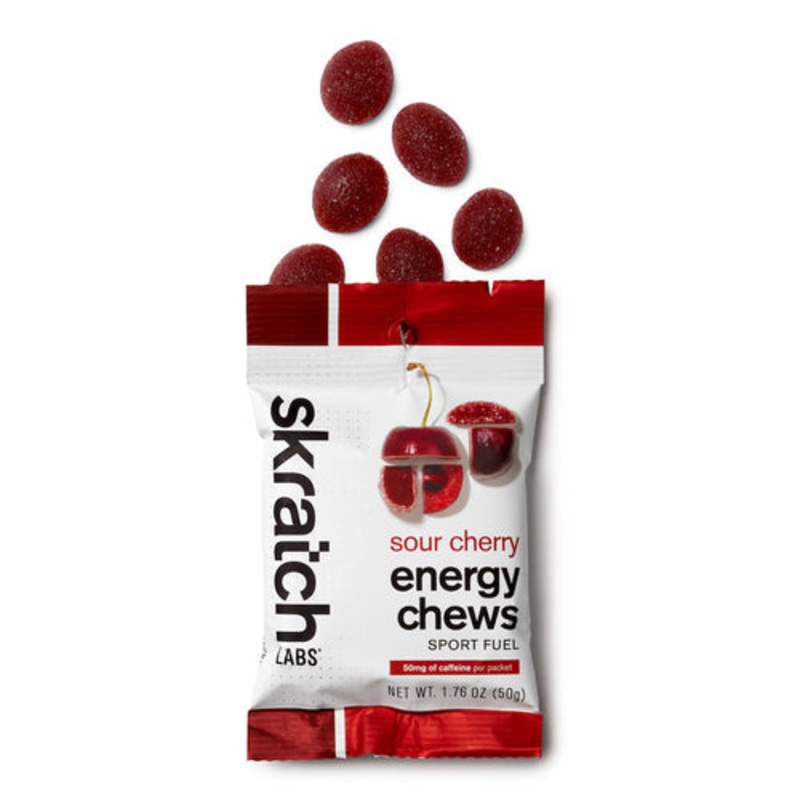 Skratch Labs Energy Chews Sport Fuel Sour Cherry with Caffeine Single Pack
