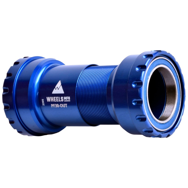 Wheels Manufacturing PF30 Outboard Bottom Bracket – For 30mm Spindle ABEC-3 Bearings PressFit Thread Together Blue