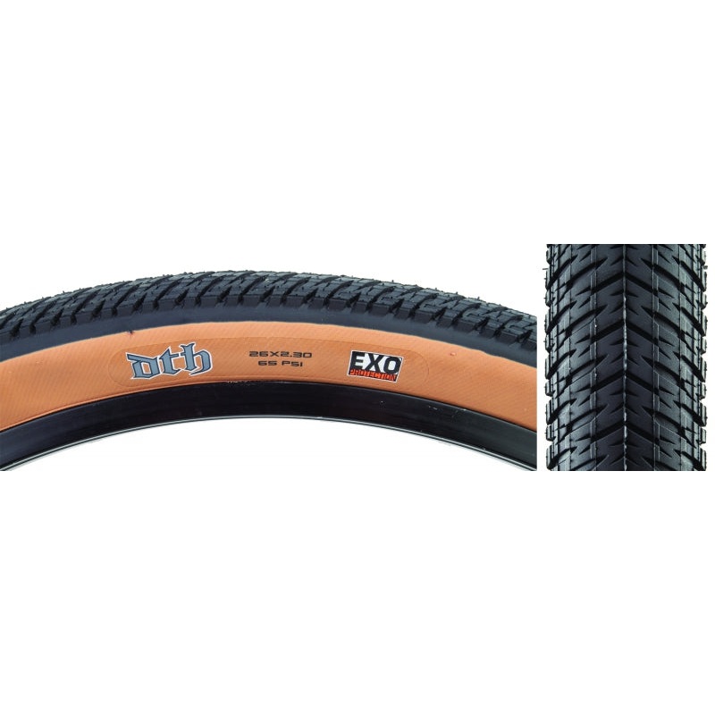 Maxxis DTH Tire – 26 x 2.30 Clincher Folding Black/Dark Tan EXO