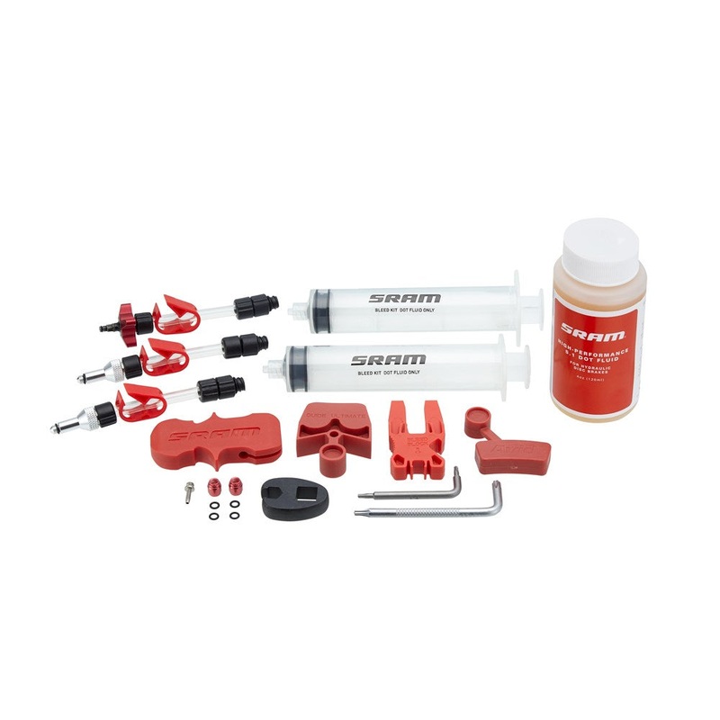 SRAM Brake Bleed Kit-SRAM Standard Brake Bleed Kit (Includes 2 Syringes / Fittings, Bleed Blocks, Torx Tool, Crowfoot, Bleeding Edge Fitting, DOT5.1 hydraulic fluid) – SRAM X0/ XX/ Guide/Level/Code/HydroR/G2
