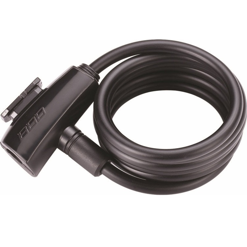 BBB – QuickSafe Lock-BBB ‘QUICKSAFE’ BICYCLELOCK KEYED BLACK 8mm x 1500mm & BBB ‘CABLETIE’ UNIVERSAL MOUNTING BRACKET CABLE LOCKS