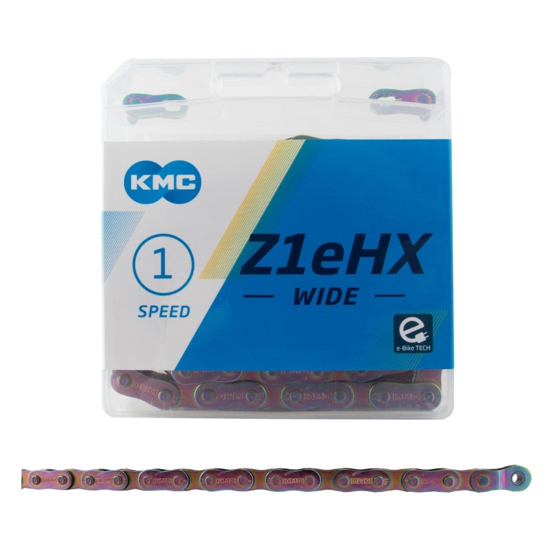 KMC Z1eHX Wide Chain – Single Speed 1/2 x 1/8 112 Links Neo Chrome