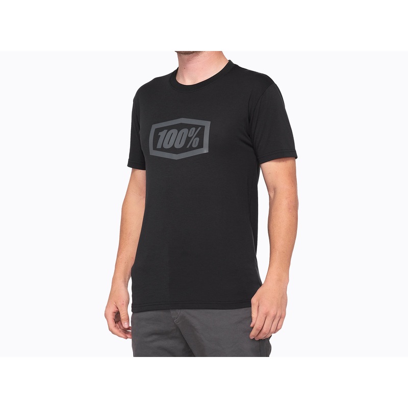 100%  ESSENTIAL Tech Tee-Black/Grey-S & M & L & XL