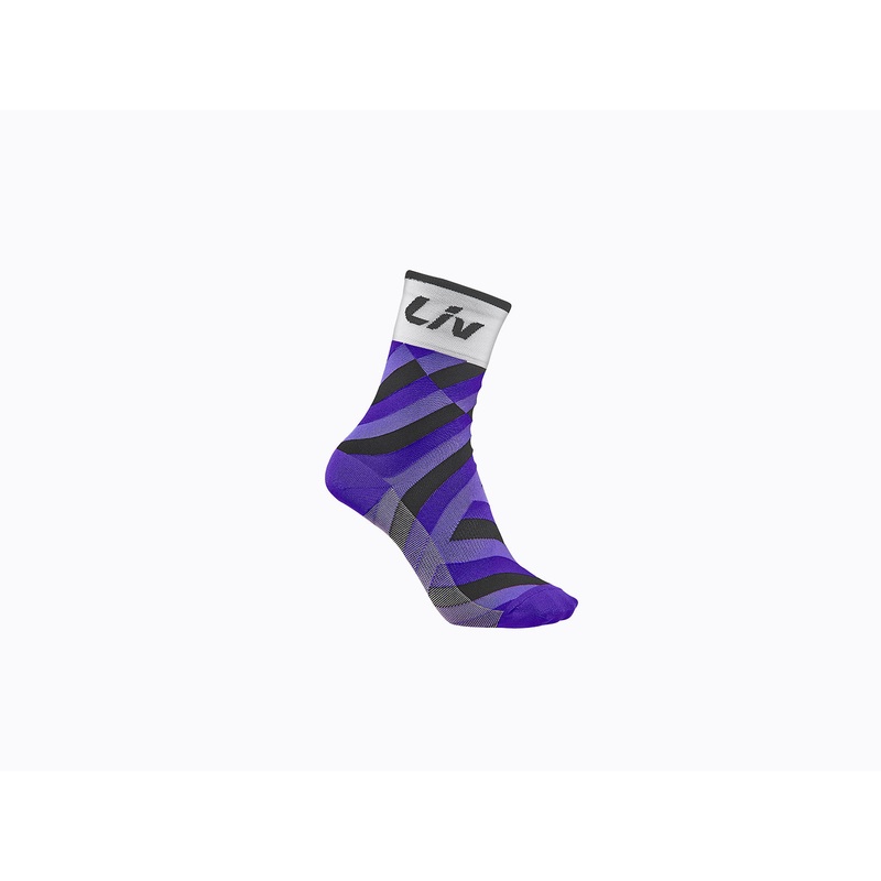 Liv Race Day Socks-White/Purple & Black/Purple-XS/S & M/L