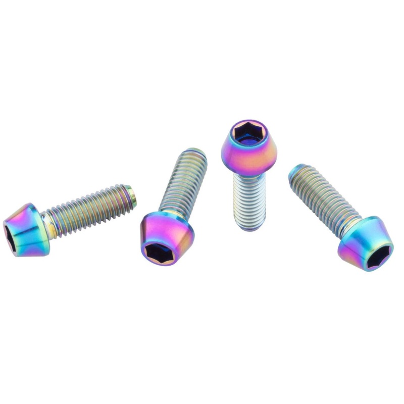 Wolftooth Titanschrauben Oil-Slick M5x15mm, Flaschenhalterbefestigung – Set 4Stk.