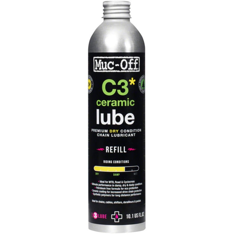 Muc-Off C3 Dry Ceramic Bike Chain Lube – 300ml Aluminum Refill Bottle