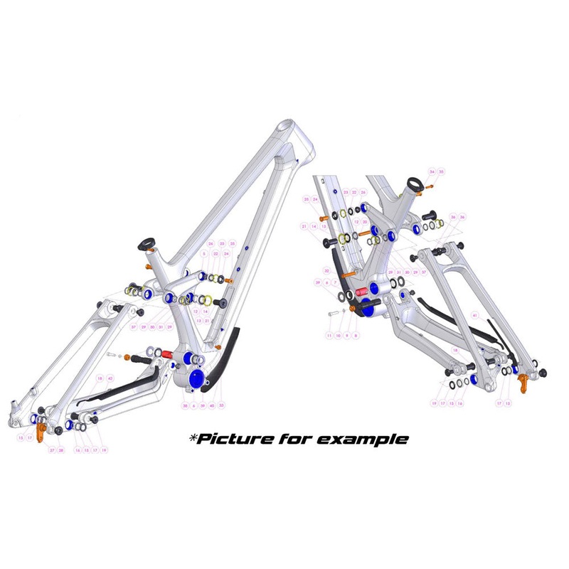 Transition Frame Small Parts-A6DA-CCP & ASEE-LWS & ASEE-SAX-26L & ASEE-SNT & C65A-RCP Chainstay Pivot Axle Cap & CEG-SPA Bearing Spacer Water Shield 17x29x2mm & IRTW-22 & IRTW-24 C-Clip 24mm & M3x10L-M-S & M6 x 20L-M Chainstay Pivot Screw & M6-25L-P-S Mai