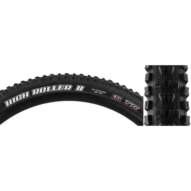 Maxxis High Roller II Tire – 27.5 x 2.3 Tubeless Folding Black Dual EXO