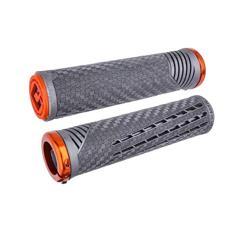 ODI CF V2.1 Grips – Gray/Orange Lock-On