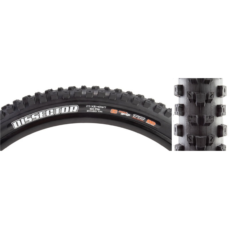 Maxxis Dissector Tire – 29 x 2.4 Tubeless Folding BLK 3C Maxx Grip DoubleDown Wide Trail