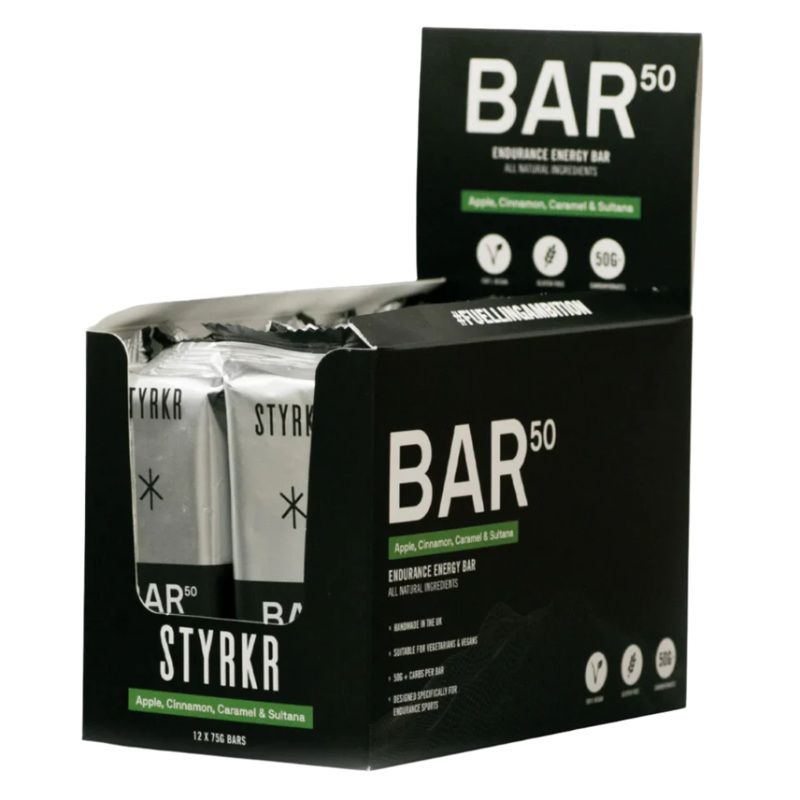 Styrkr Bar50 Apple Cinnamon Caramel Sultana Energy Bar x 12 Box