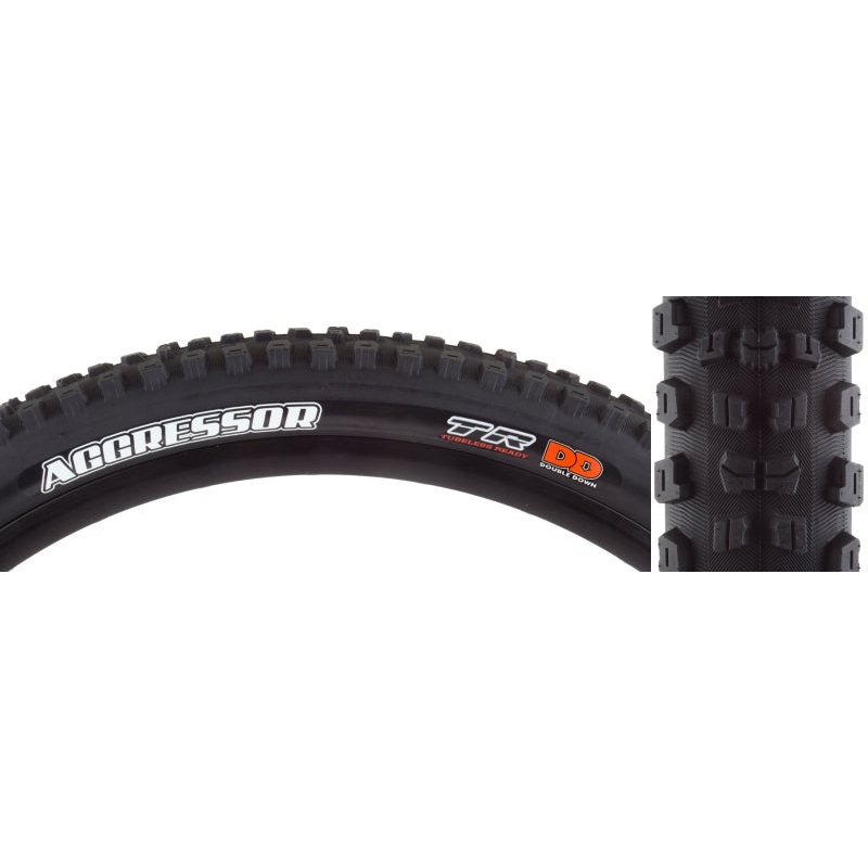 Maxxis Aggressor Tire – 29 x 2.5 Tubeless Folding Black Dual DD Wide Trail