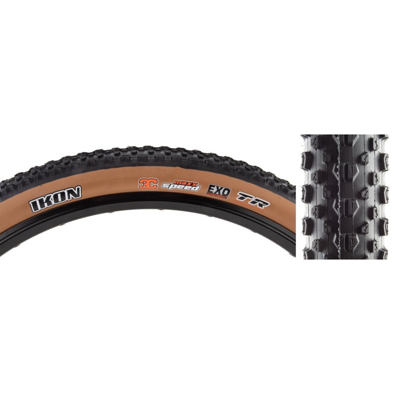 Maxxis Ikon Tire – 29 x 2.20 Tubeless Folding BLK/Dark Tan 3C MaxxSpeed EXO