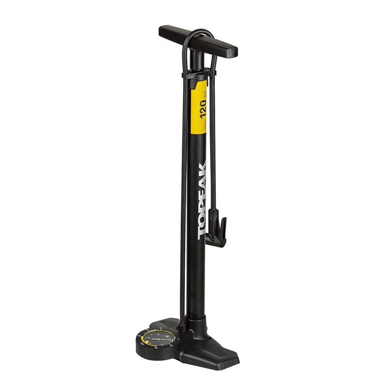 Topeak Joeblow Urban Ex Floor Pump – Steel Barrel / Plastic Base  3.5 Base Mount Gauge 120 Psi /8 Bar Smarthead BLK/Sand