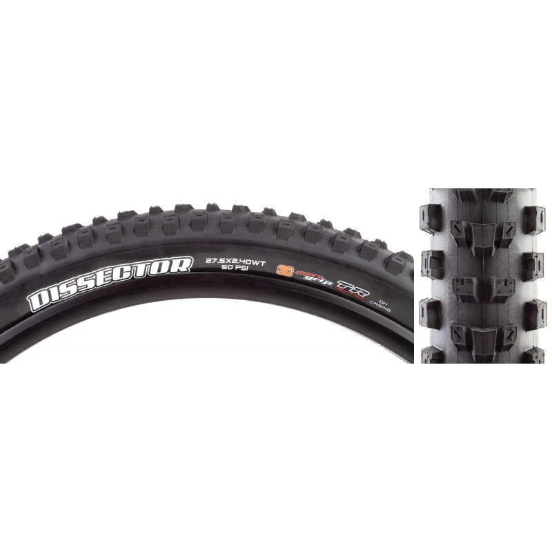 Maxxis Dissector Tire – 27.5 x 2.4 Tubeless Folding BLK 3C MaxxGrip DH Wide Trail