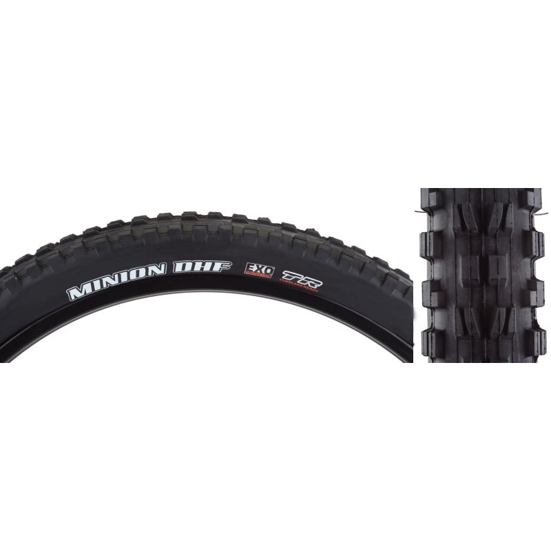 Maxxis Minion DHF Tire – 24 x 2.4 Tubeless Folding Black Dual EXO