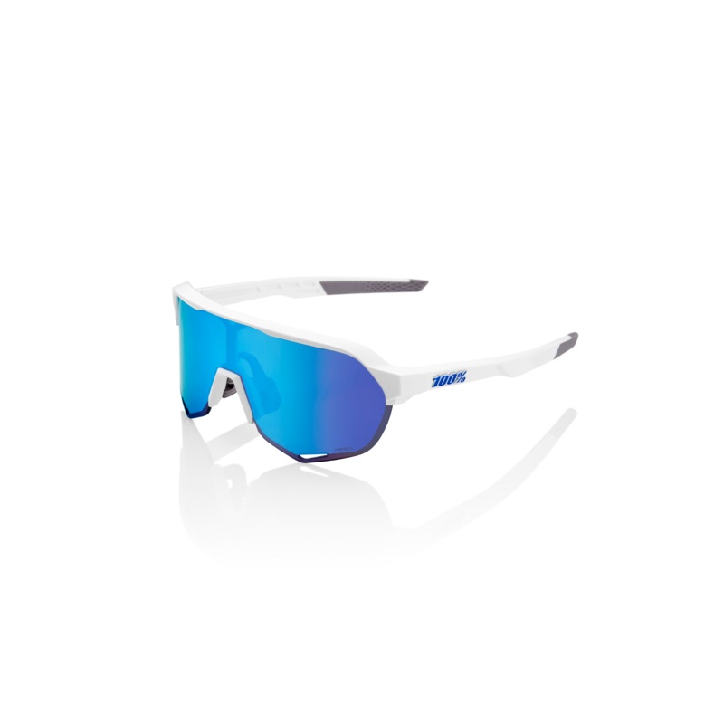100% S2 Sunglasses – Matte White (HiPER Blue Mirror Lens)