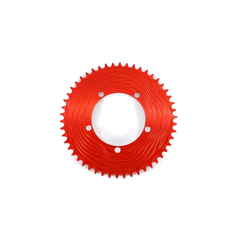 ALUGEAR 1x Aero Chainring for 110 BCD 5-Bolt Road/Gravel – Red