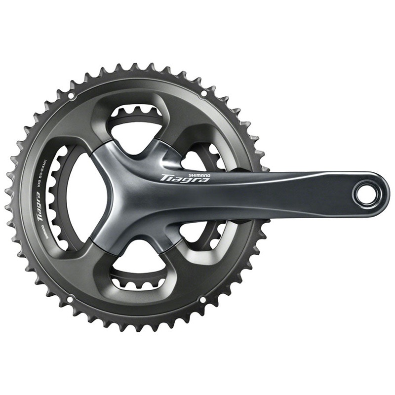 Shimano Tiagra FC-4700 Crankset – 165mm, 10-Speed, 50/34t, 110 Asymmetric BCD, Hollowtech II Spindle Interface, Gray